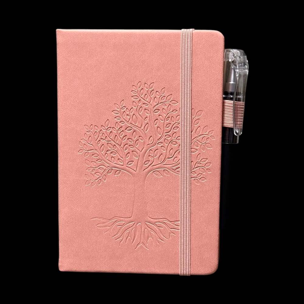 Peach Tree of Life Embossed Small Hardcover Lined Journal with Pen